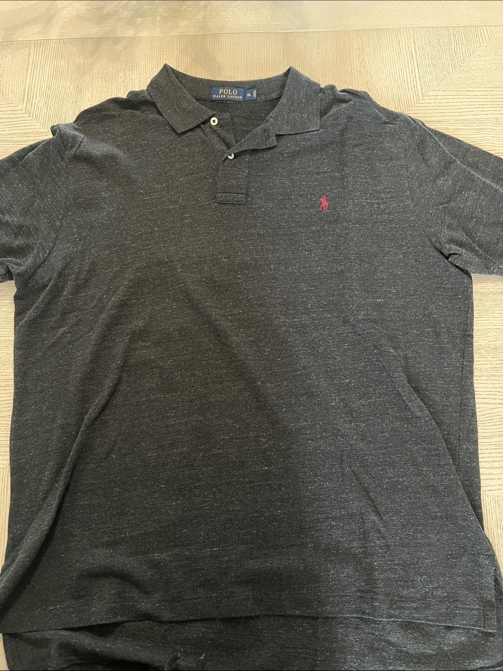 Polo by Ralph Lauren Dark Gray Heather Polo with Pink Pony Logo